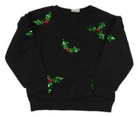 Čierna mikina s větvičkami z flitrů Matalan