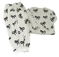 Smetanové chlupaté pyžamo s mašlemi Matalan