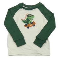 Smetanovo-tmavozelené triko s dinosaurem