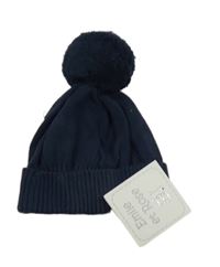 Nové - Tmavomodrá pletená čepice s bambulí