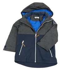 Tmavomodro-melírovaná šusťáková jarní bunda s kapucí H&M