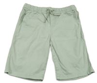 Světlezelené plátěné chino kraťasy