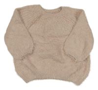 Pudrový chlpatý sveter Zara