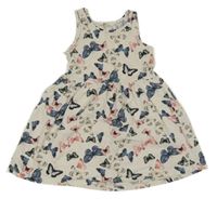 Smotanové bavlnené šaty s motýly H&M