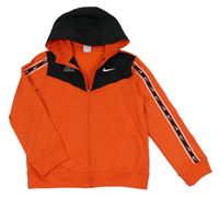 Červeno-černá sportovní propínací funkční mikina s logem a kapucí Nike