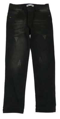 Čierne skinny rifle s vyšúchaním
