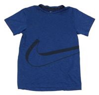 Safírové melírované sportovní funkční tričko s logem Nike