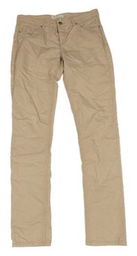 Pudrové plátěné skinny kalhoty H&M