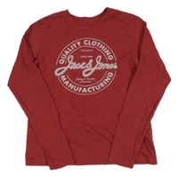 Vínové melírované tričko s nápisom Jack & Jones