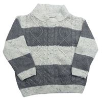 Sivo-svetlosivý pruhovaný vlnený sveter Nutmeg
