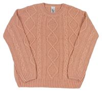 Svetloružový vzorovaný pletený sveter C&A
