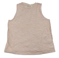 Svetloružový krajkový/tylový top zn. H&M