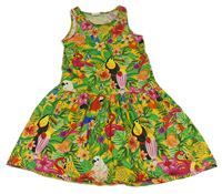 Zeleno-farebné kvetované šaty s papoušky H&M