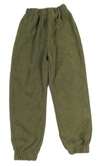 Khaki cuff rebrované zamatové nohavice shein