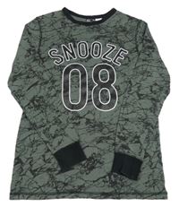 Zeleno-čierne vzorované pyžamové tričko s nápisom a číslom H&M