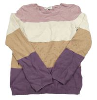 Ružovo-smetanovo-béžovo-fialový sveter H&M