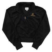 Čierna zamatová crop mikina s logom Juicy Couture