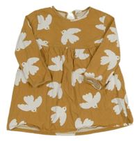 Okrové šaty s ptáčky H&M