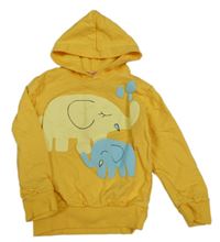 Žltá mikina so slonmi a kapucňou