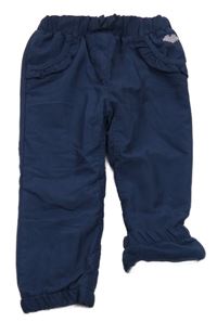 Tmavomodré šusťákové zateplené kalhoty Topomini