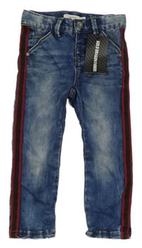 Nové - Modré skinny rifle s červeným pruhem Name it