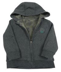 Šedá oboustranná propínací mikian s kapucňou