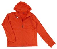 Červená šusťáková sportovní funkční bunda s logem a kapucí Puma