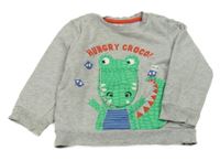 Sivá melírovaná mikina s krokodílom