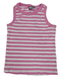 Bielo-ružový pruhovaný rebrovaný crop top