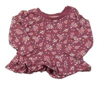 Růžové květované triko volánkem Primark