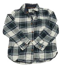 Tmaovmodro-smetanovo-zelená kostkovaná košile Next