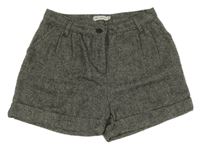 Antracitovo-smotanové vzorované vlnené kraťasy C&A