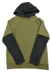 Khaki-šedá mikina s nápisem a kapucí George