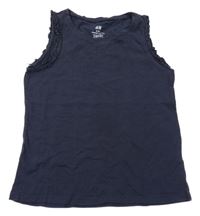 Tmavomodrý top s volánikmi H&M