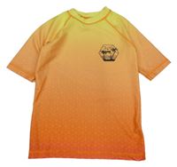Žluto-oranžové vzorované UV tričko s palmami dunnes 