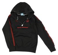 Čierna športová mikina s nápisom a kapucňou