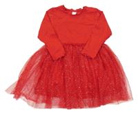 Červené šaty s tylovou sukní H&M