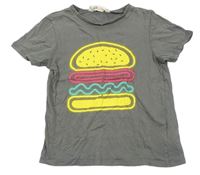 Sivé tričko s hamburgerem zn. H&M