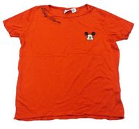 Červené rebrované tričko s Mickeym zn. Primark
