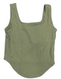 Khaki rebrovaný crop top zn. New Look