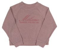 Starorůžová sametová mikina s nápisem Matalan
