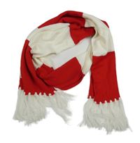 Červeno-bílá pruhovaná fotbalová šála s třásněmi - Arsenal 