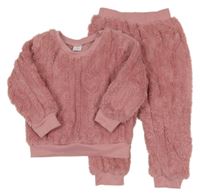 2set - Růžová chlupatá souprava