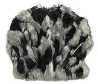 Sivo-čierno-biely kožušinový podšitý kabát