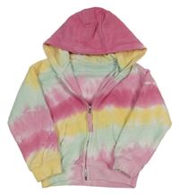 Barevná batikovaná propínací mikina s kapucí Nutmeg