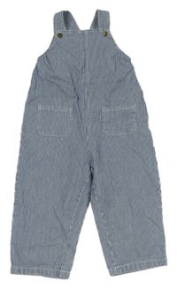 Modro-bílé pruhované laclové plátěné kalhoty 