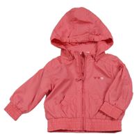 Růžová šusťáková jarní bunda se srdíčky a kapucí Impidimpi