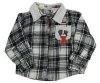 Černo-bílo-šedá kostkovaná košile s pejskem Lee Cooper