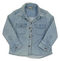 Svetlomodrá rifľová tepláková košeľová bunda Manor