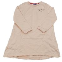 Svetloružové teplákové šaty s mačičkou Lupilu